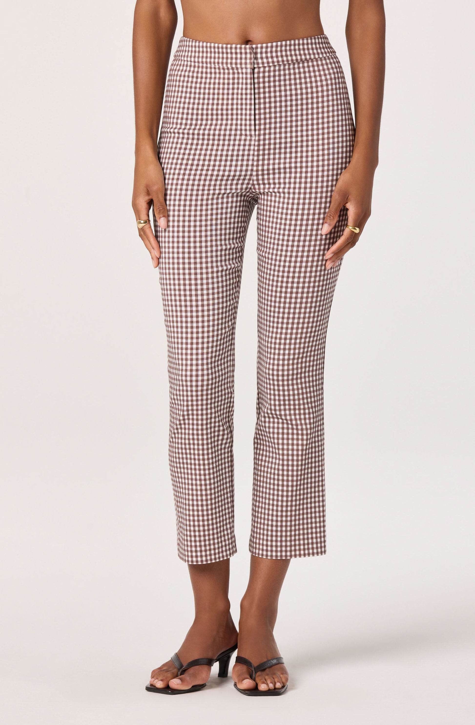 Alma Gingham Kick-Flare Cropped Pants