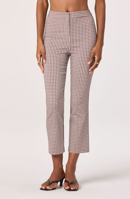 Alma Gingham Kick-Flare Cropped Pants