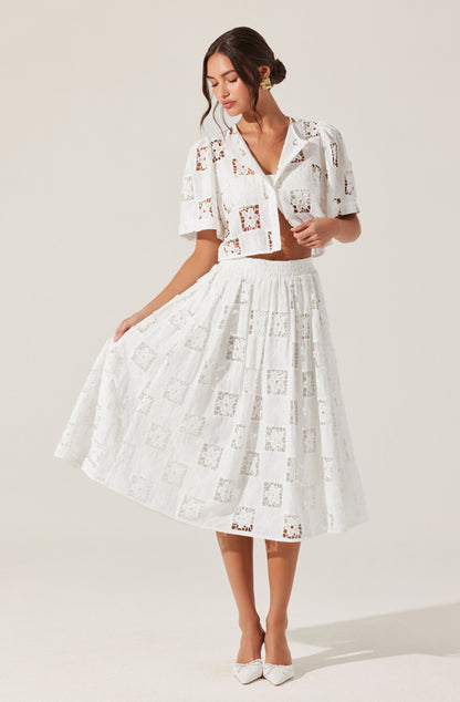 Andolina Crochet Lace Midi Skirt