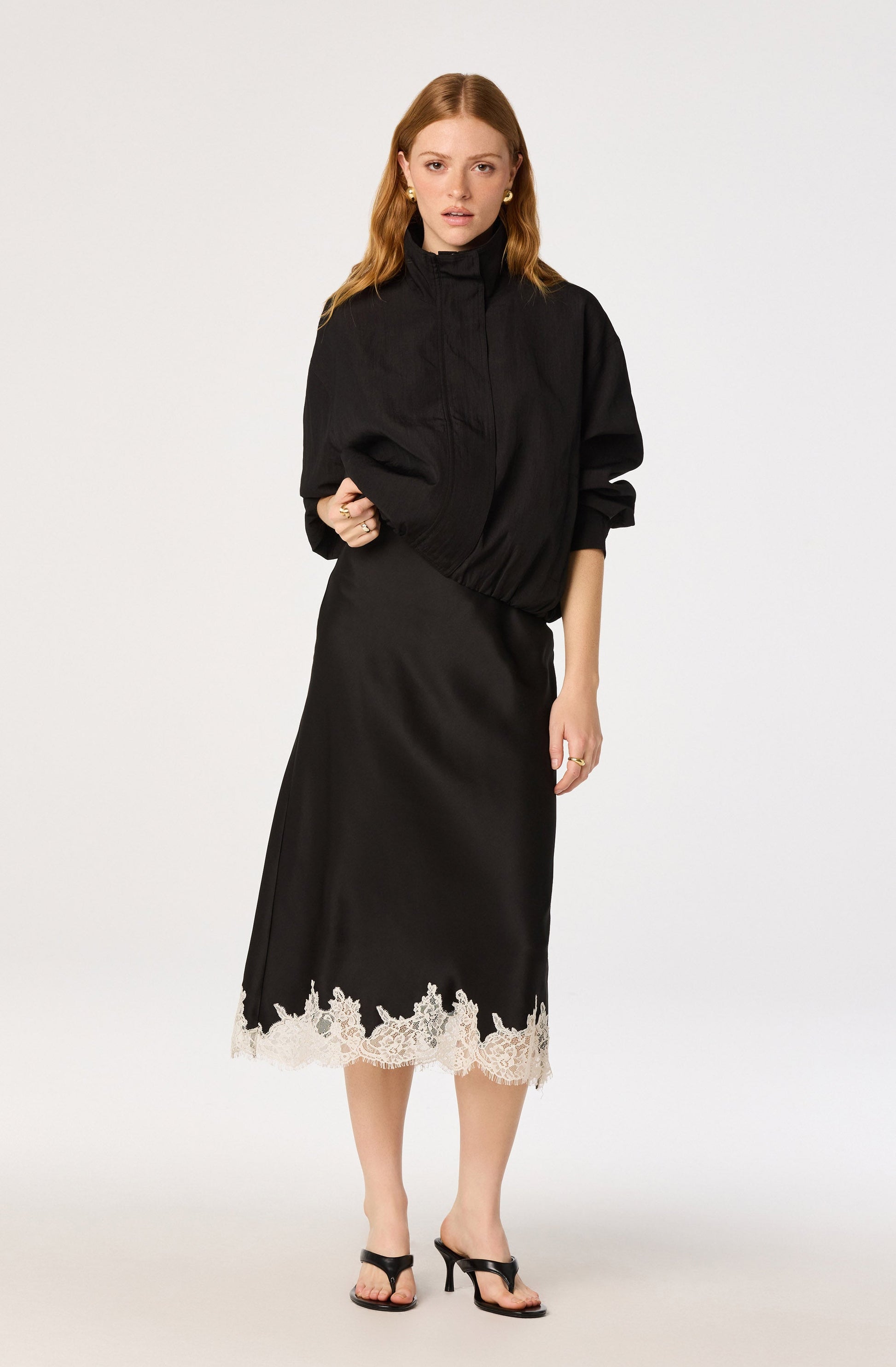 Blossom Lace Hem Midi Skirt