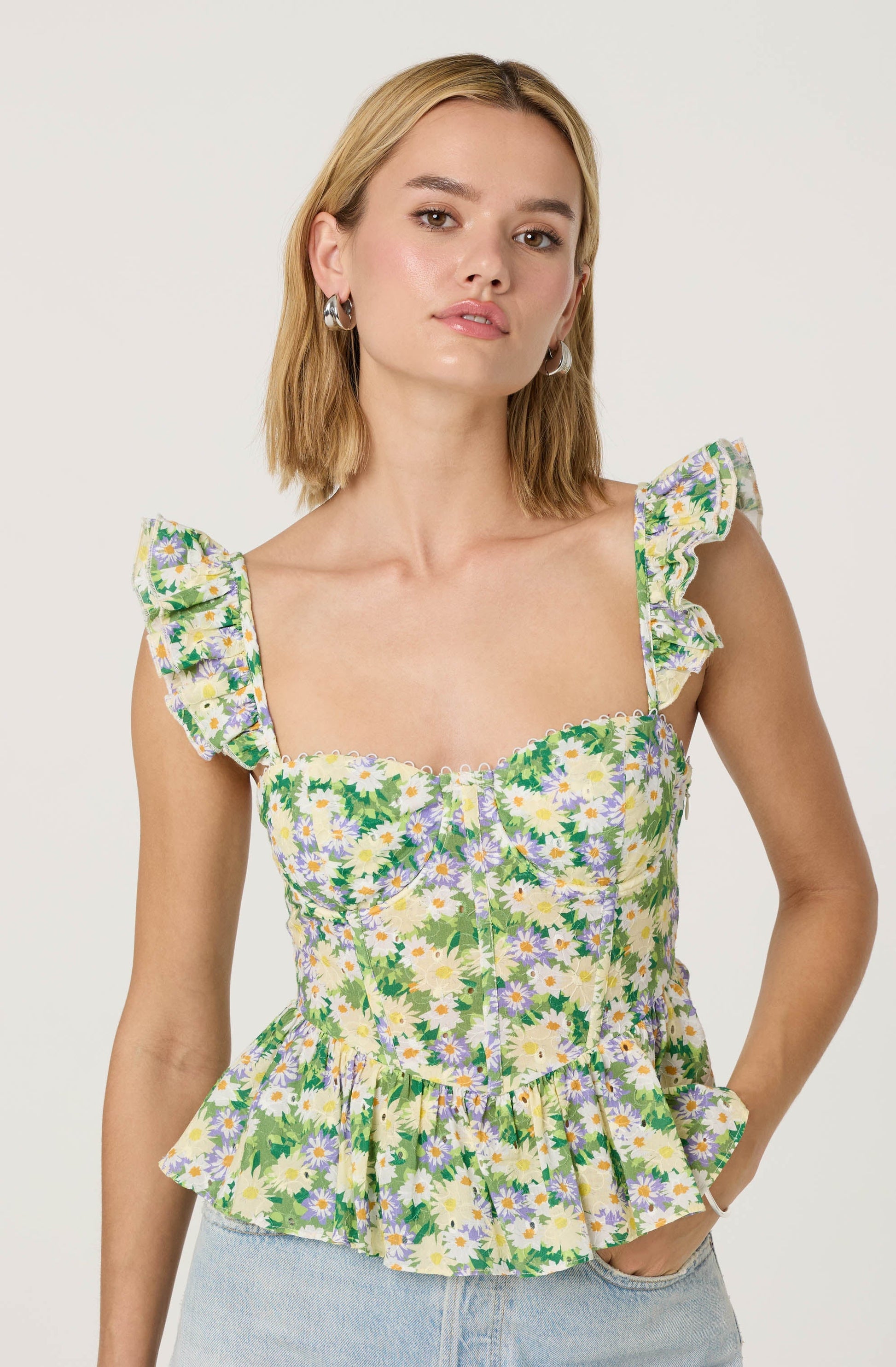 Baylin Floral Peplum Top