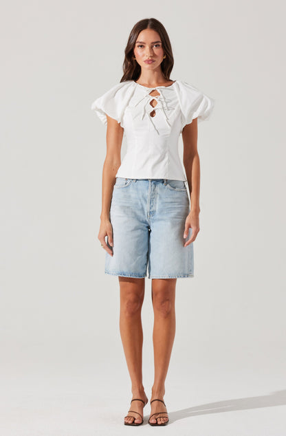 Aine Poplin Puff Sleeve Top