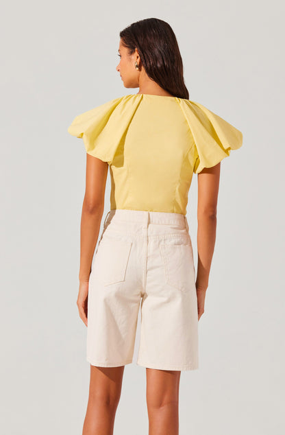 Aine Poplin Puff Sleeve Top