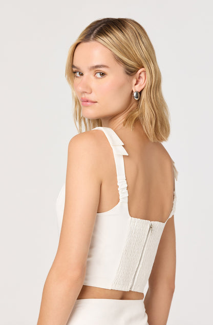 Alexcia Bow-Strap Cropped Corset Top