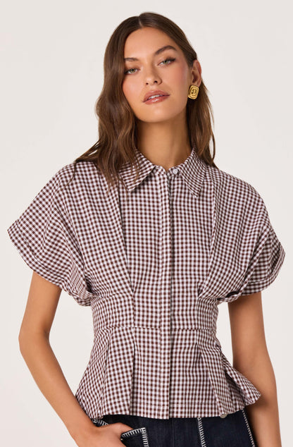 Beck Pleated Button-Front Top