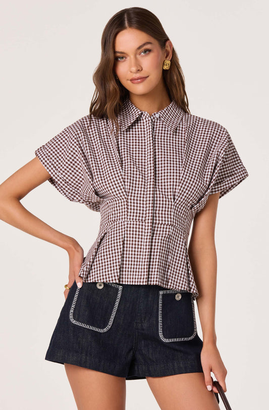 Beck Pleated Button-Front Top