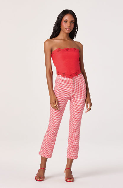Asa Cutwork Embroidery Strapless Linen Top