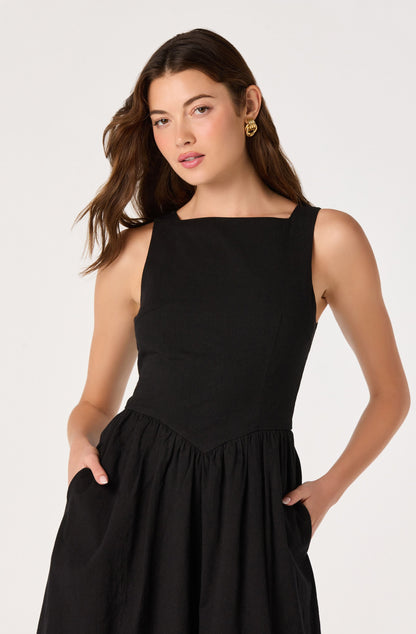 Bow Back Apron Midi Dress