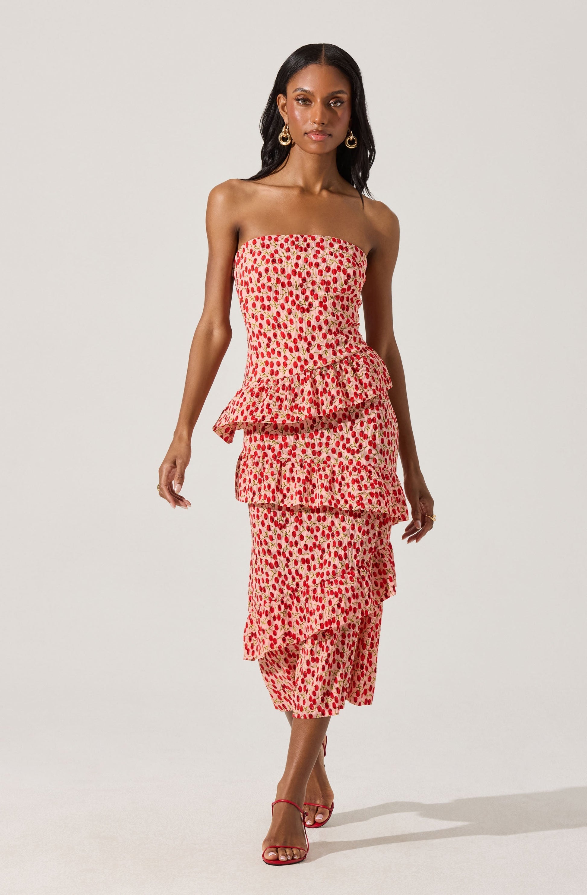 Asymmetrical Tiered Ruffle Midi Dress