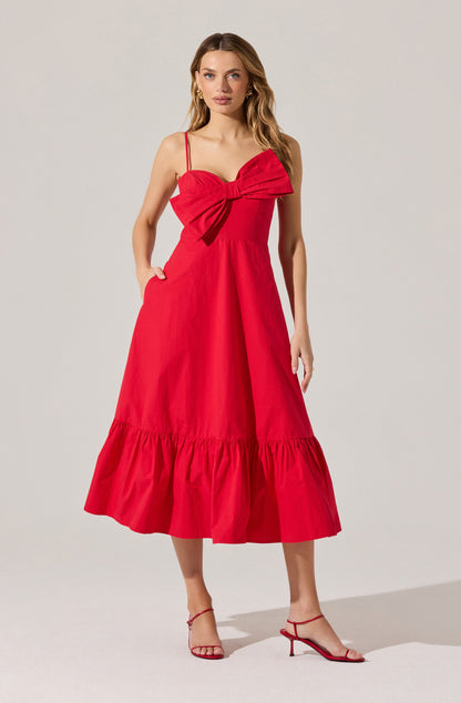 Asymmetrical Bow Midi Dress