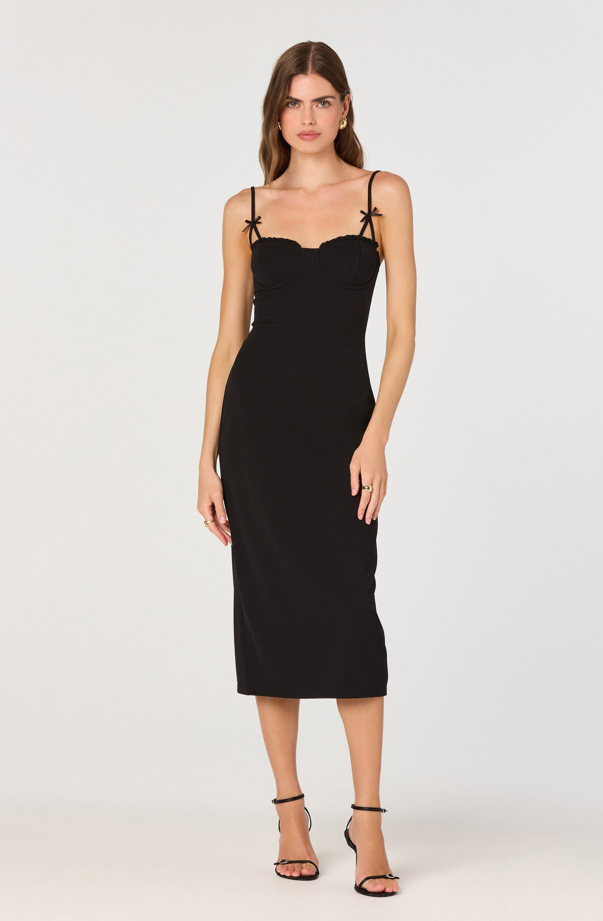 Bow Strap Bustier Midi Dress