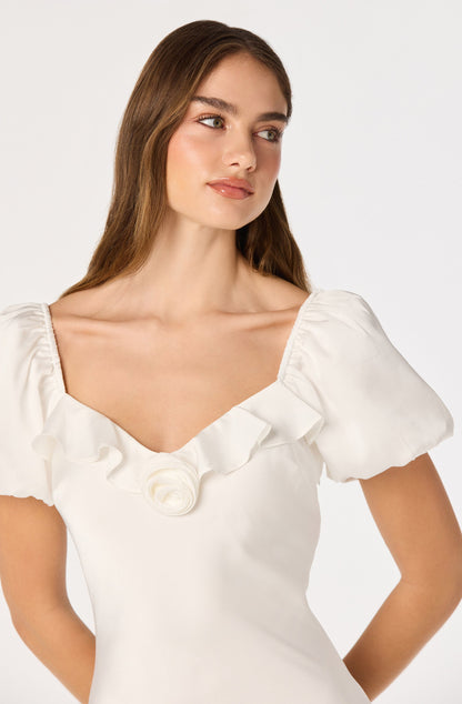Bethrose 3D Rose Satin Maxi Dress