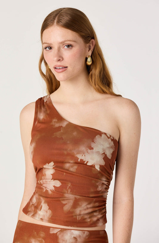 Adalee One-Shoulder Ruched Crop Top