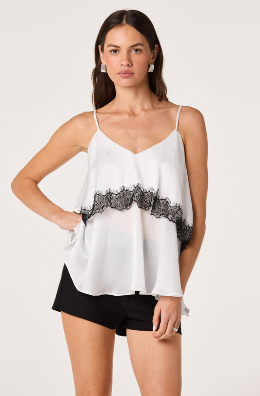 Beara Satin Lace Trim Tank Top