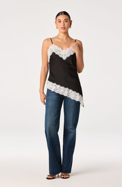 Analise Lace Trim Asymmetric Tank