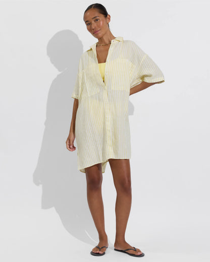 Getaway Mini Dress - Bungalow Stripe: Melt / Coconut