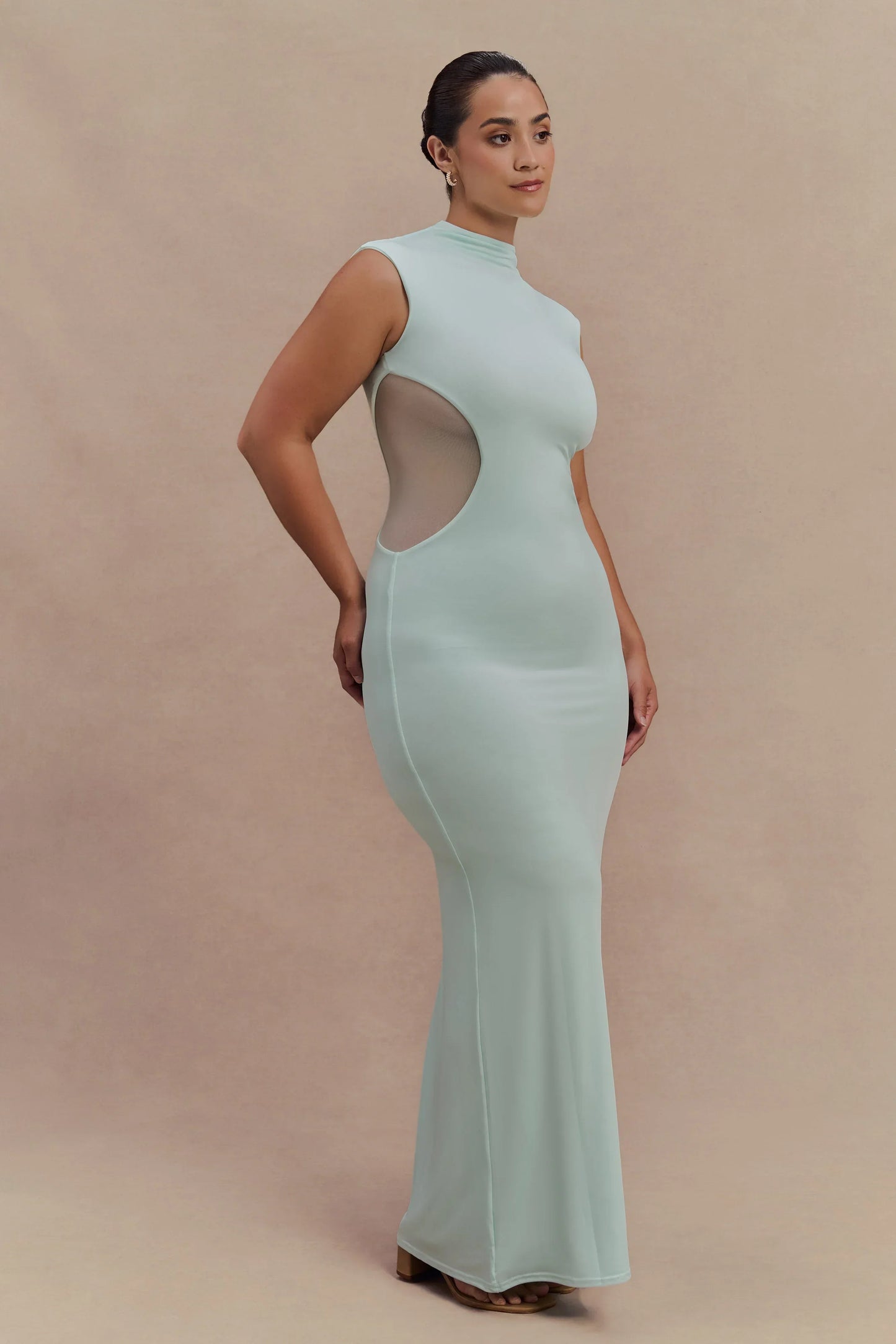 Massie Slinky And Mesh Maxi Dress - Lagoon