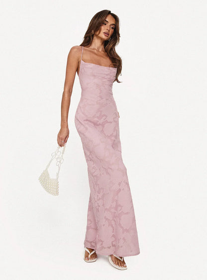 Celena Maxi Dress Light Pink Burnout