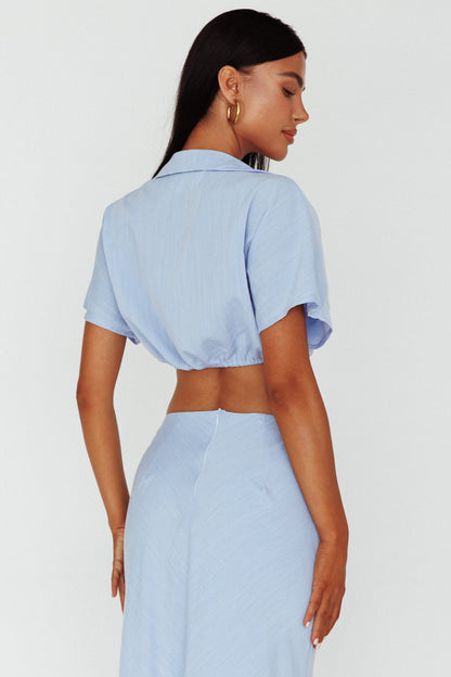 Coast To Coast Tied Crop Top Blue