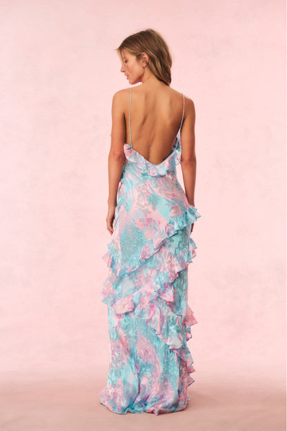 Rialto Pastel Ruffle Maxi Dress