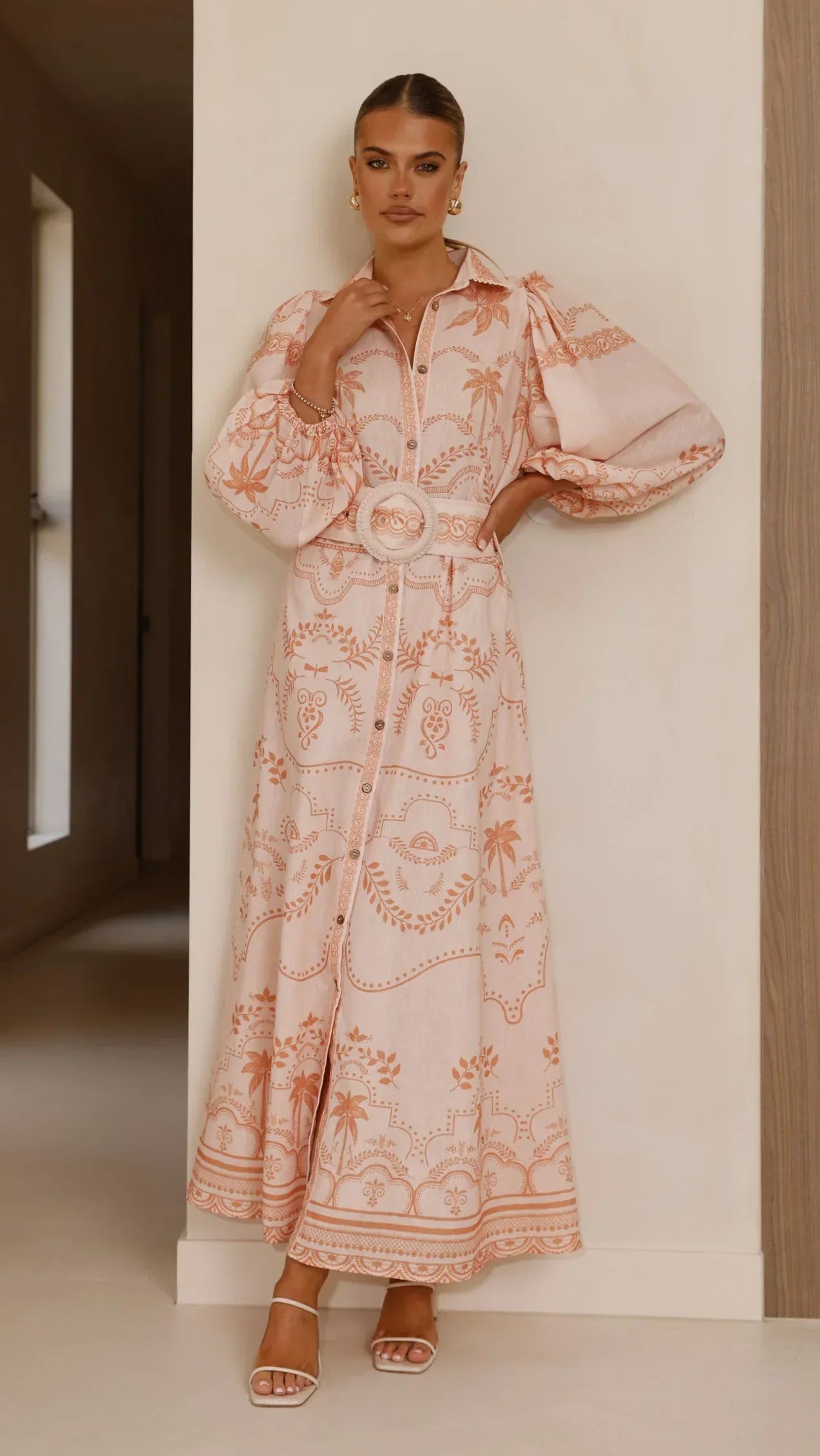 Xander Long Sleeve Maxi Dress - Natural