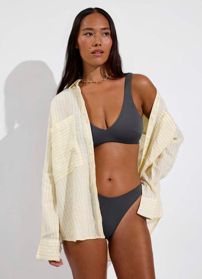 Getaway Button Down - Bungalow Stripe: Melt / Coconut