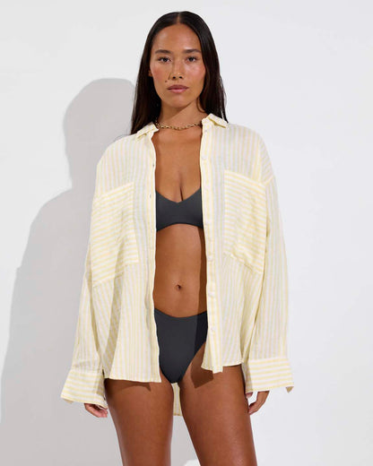 Getaway Button Down - Bungalow Stripe: Melt / Coconut