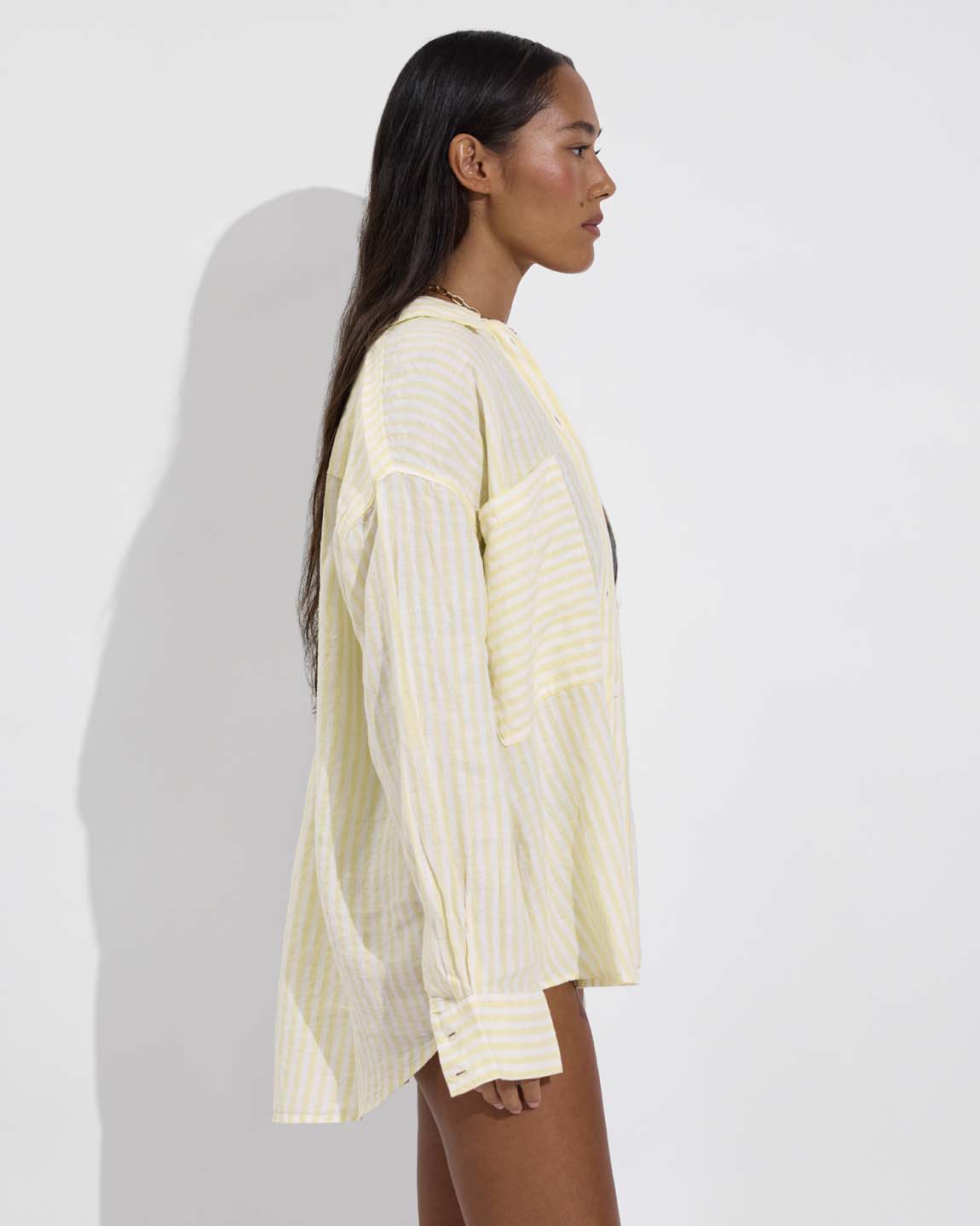 Getaway Button Down - Bungalow Stripe: Melt / Coconut