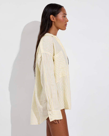 Getaway Button Down - Bungalow Stripe: Melt / Coconut