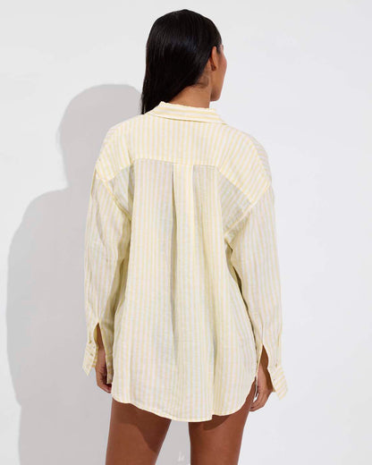 Getaway Button Down - Bungalow Stripe: Melt / Coconut