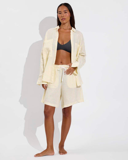 Getaway Button Down - Bungalow Stripe: Melt / Coconut