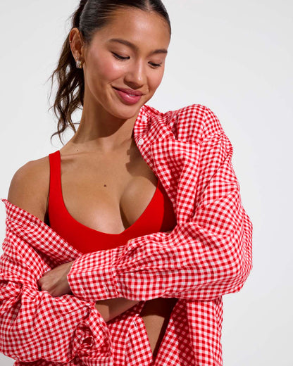 Getaway Button Down - Gingham: Sweet Chili Heat / Coconut