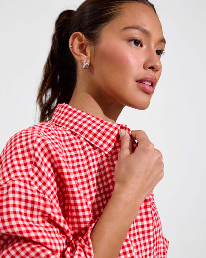 Getaway Button Down - Gingham: Sweet Chili Heat / Coconut