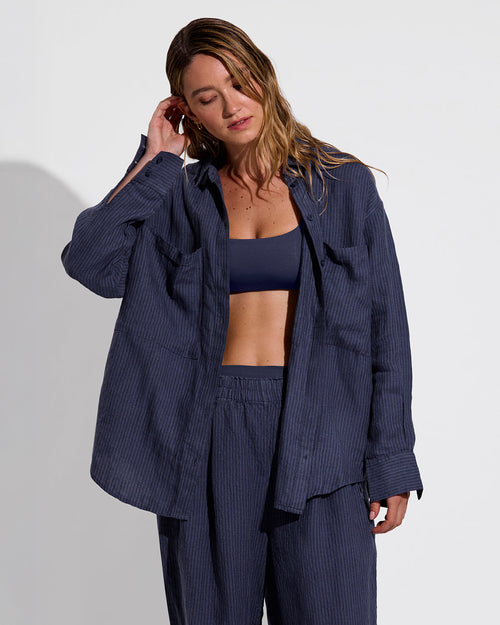 Getaway Button Down - Lagoon Stripe: Varsity / Sprint