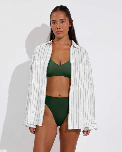 Getaway Button Down - Sandbar Stripe: Coconut / Tropics