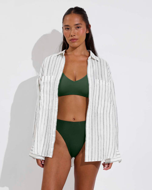 Getaway Button Down - Sandbar Stripe: Coconut / Tropics