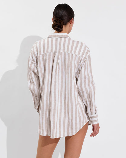 Getaway Button Down - Beach Stripe: Beach / Coconut