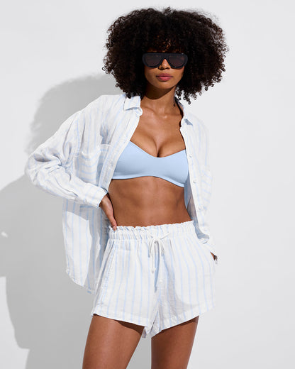Getaway Button Down - Daybreak Stripe: Blue Skies / Coconut
