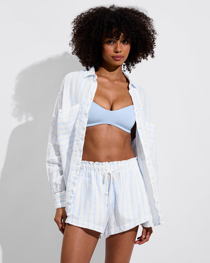 Getaway Button Down - Daybreak Stripe: Blue Skies / Coconut