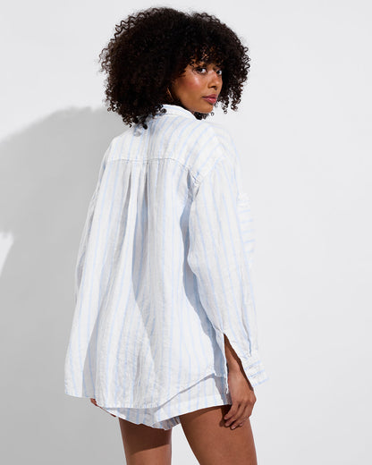 Getaway Button Down - Daybreak Stripe: Blue Skies / Coconut