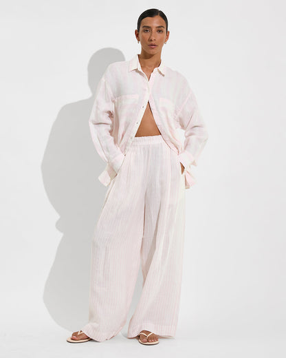 Getaway Button Down - Poolside Stripe: Delight / Coconut