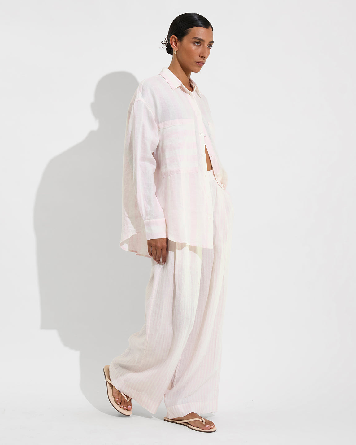 Getaway Button Down - Poolside Stripe: Delight / Coconut