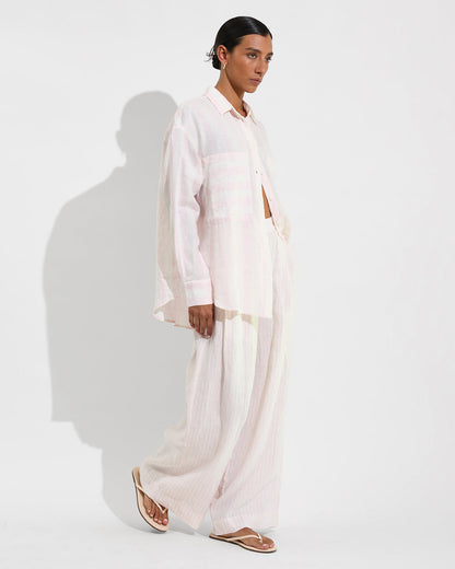 Getaway Button Down - Poolside Stripe: Delight / Coconut