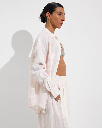 Getaway Button Down - Poolside Stripe: Delight / Coconut