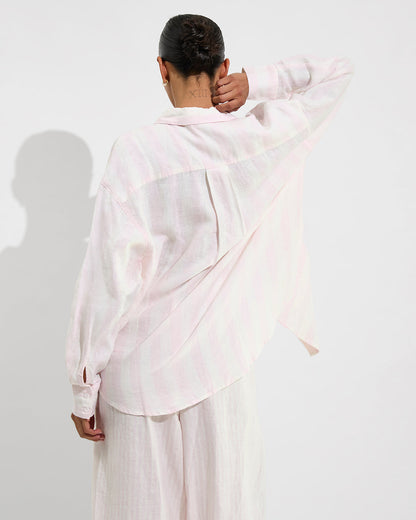 Getaway Button Down - Poolside Stripe: Delight / Coconut