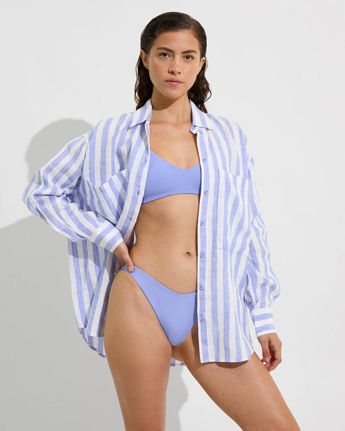Getaway Button Down - Beach Stripe: Riptide / Coconut