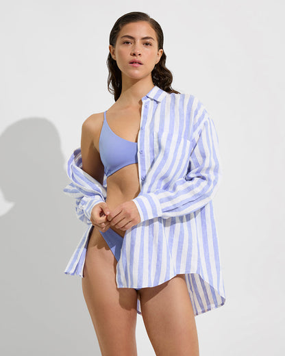 Getaway Button Down - Beach Stripe: Riptide / Coconut