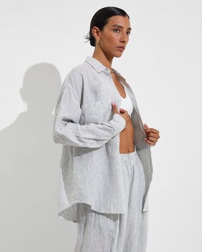 Getaway Button Down - Coastal Stripe: Varsity / Coconut