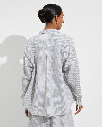 Getaway Button Down - Coastal Stripe: Varsity / Coconut