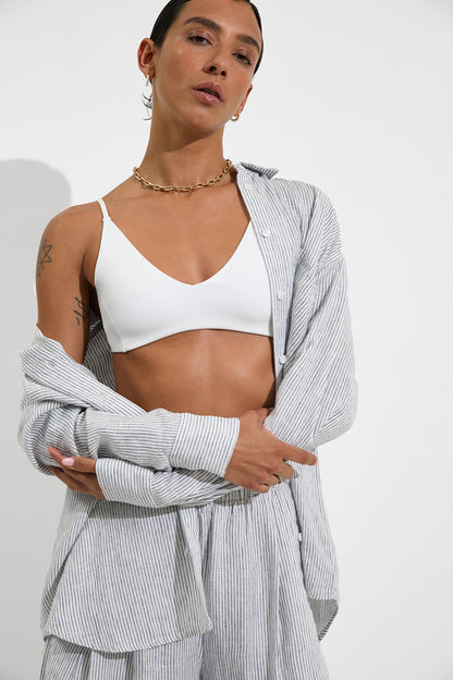 Getaway Button Down - Coastal Stripe: Varsity / Coconut
